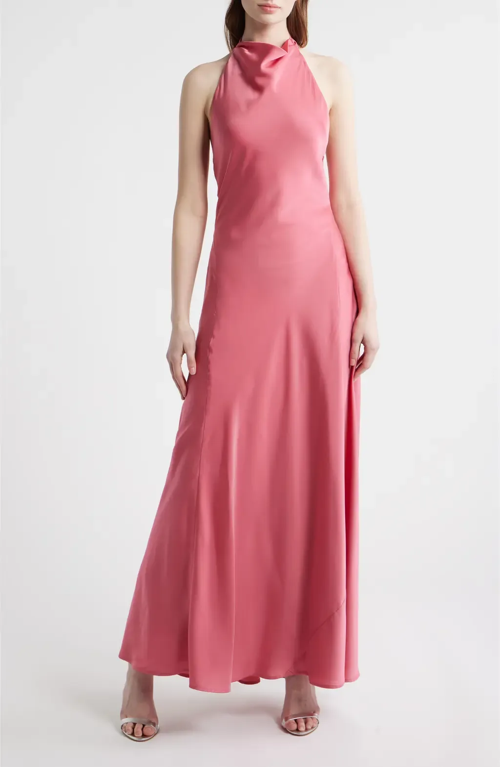 Sibella Cowl Halter Neck Satin Gown