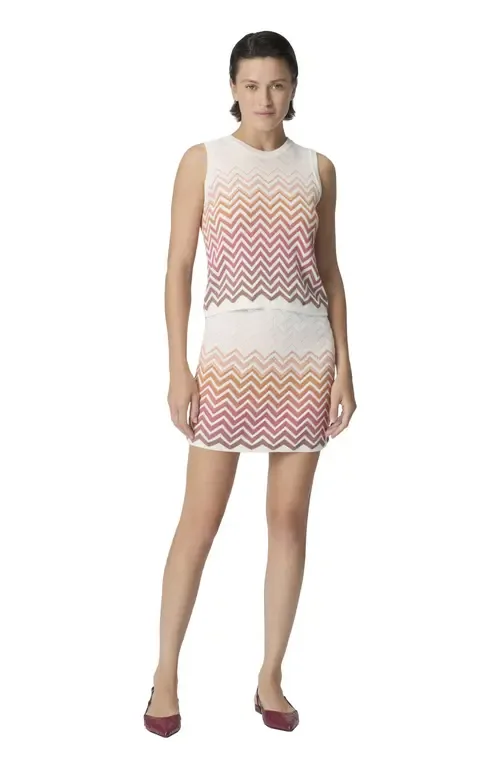 Mini Skirt in Cotton and Viscose Chevron Dégradé by Missoni
