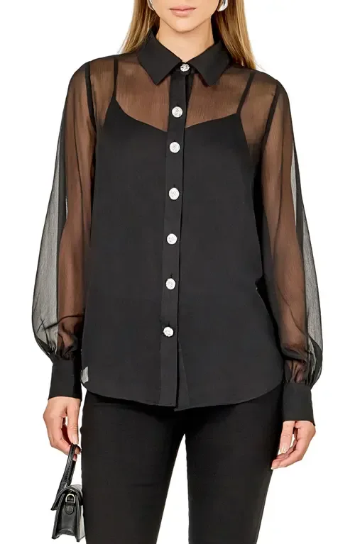 Volume Sleeve Sheer Shirt by Endless Rose