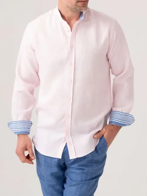 Linen Band Collar Shirt by Koy Clothing