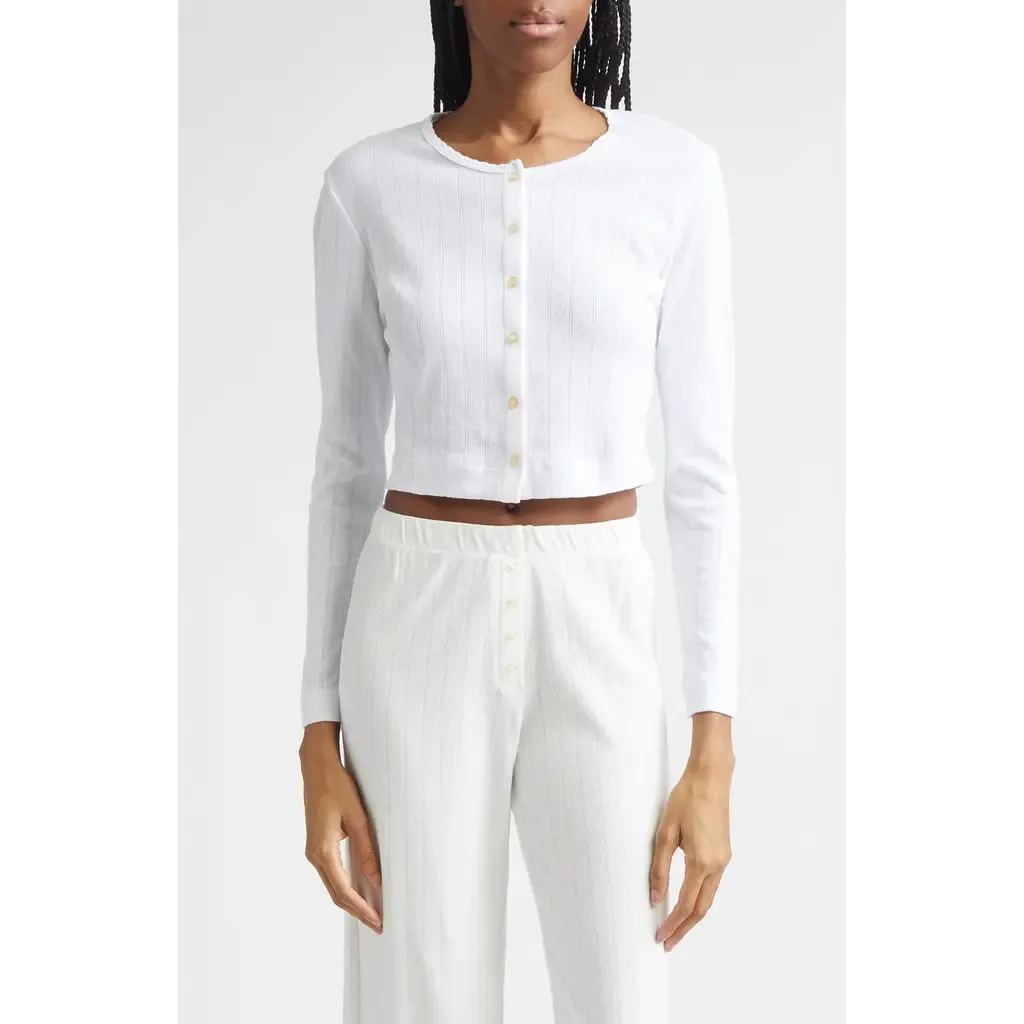 Cotton Pointelle Crop Cardigan