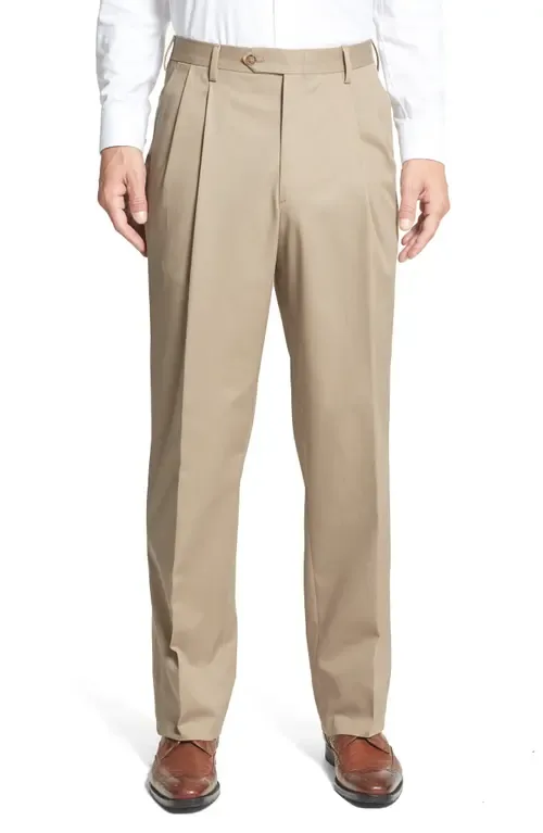 Pleated Classic Fit Cotton Dress Pants