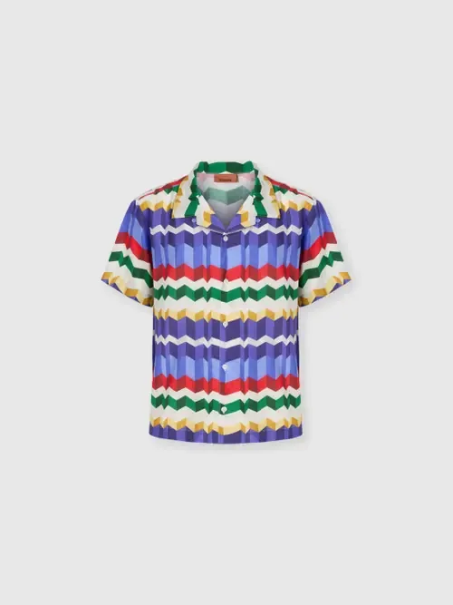 Bowling Shirt in Viscose with 3d Zigzag Print by UM