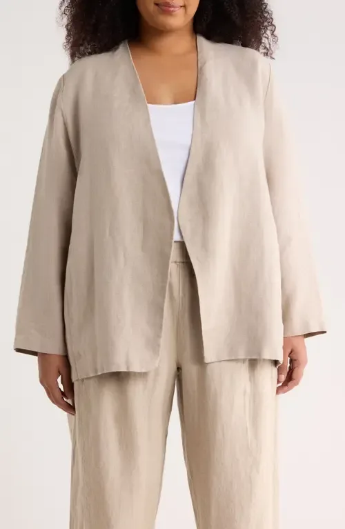 Open Front Organic Linen Jacket by Eileen Fisher