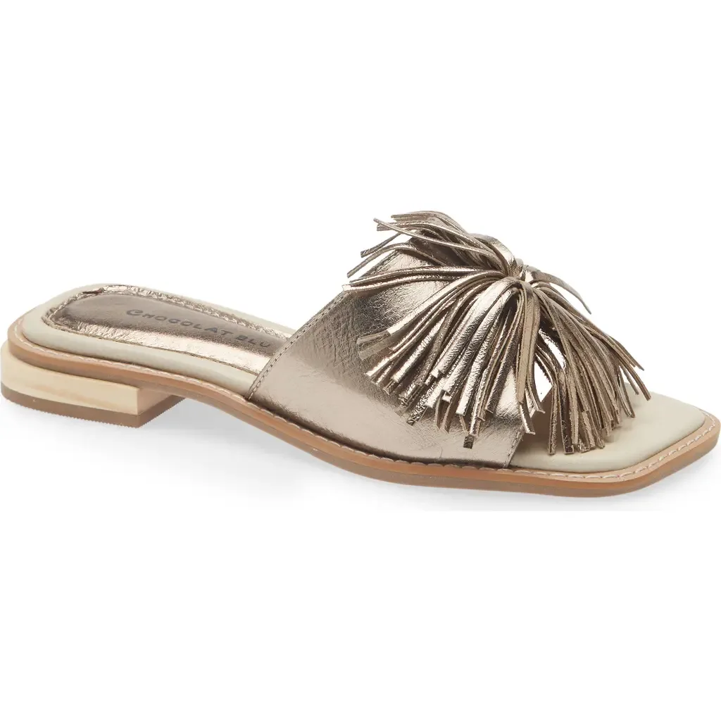 Elda Slide Sandal in Platinum Leather by Chocolat Blu