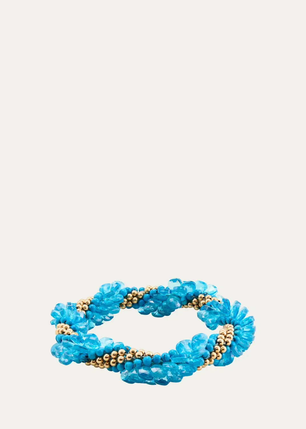 Cheyenne Turquoise, Zircon, Topaz, 14K Gold Bracelet by Meredith Frederick