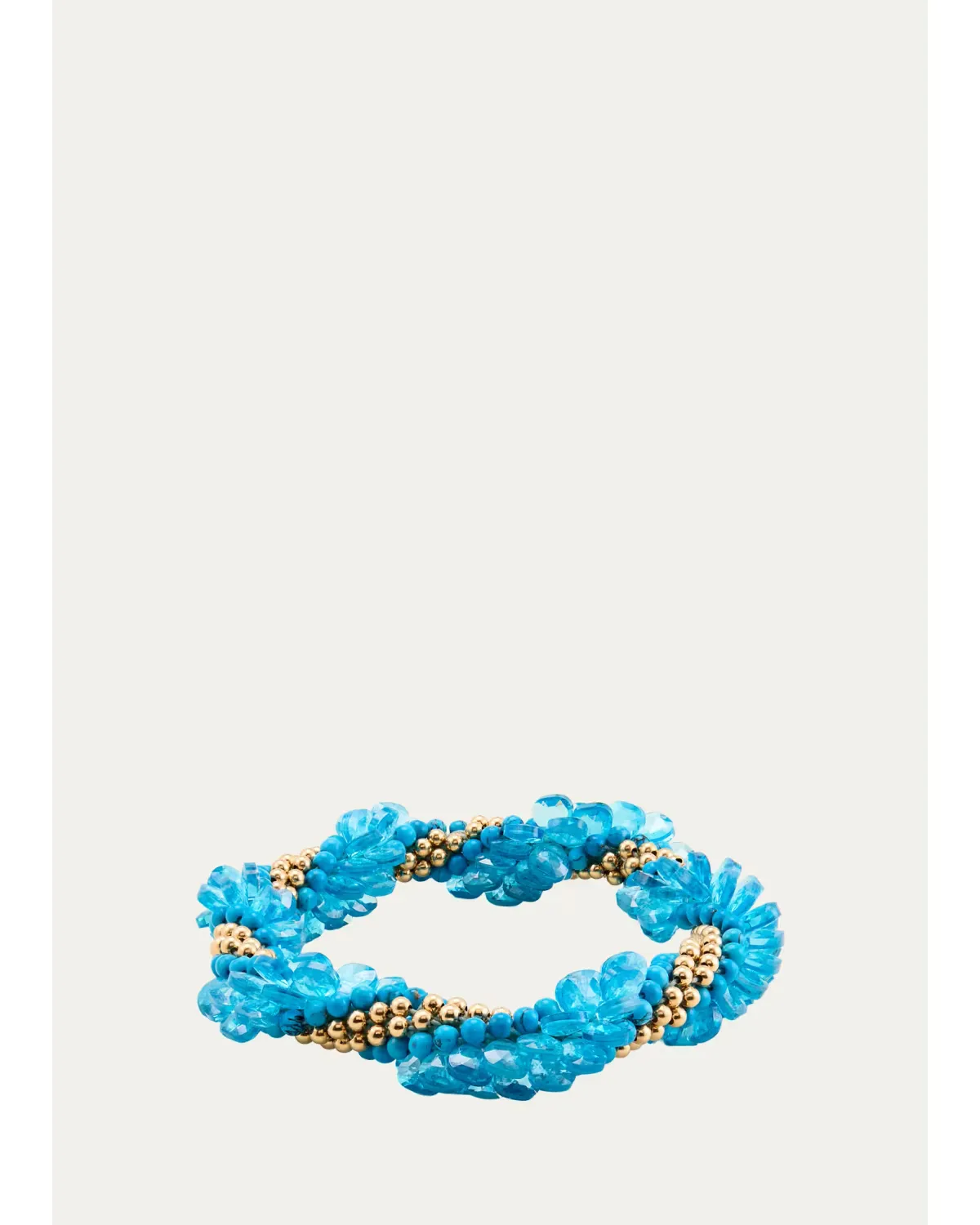 Cheyenne Turquoise, Zircon, Topaz, 14K Gold Bracelet by Meredith Frederick