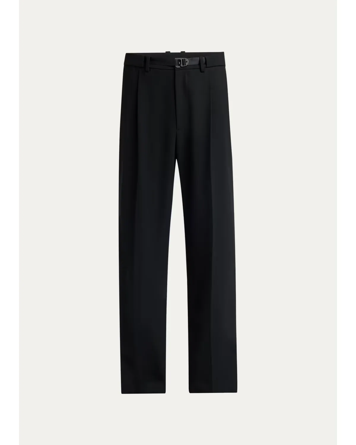 Matte Black Belted Twill Trousers by Moncler