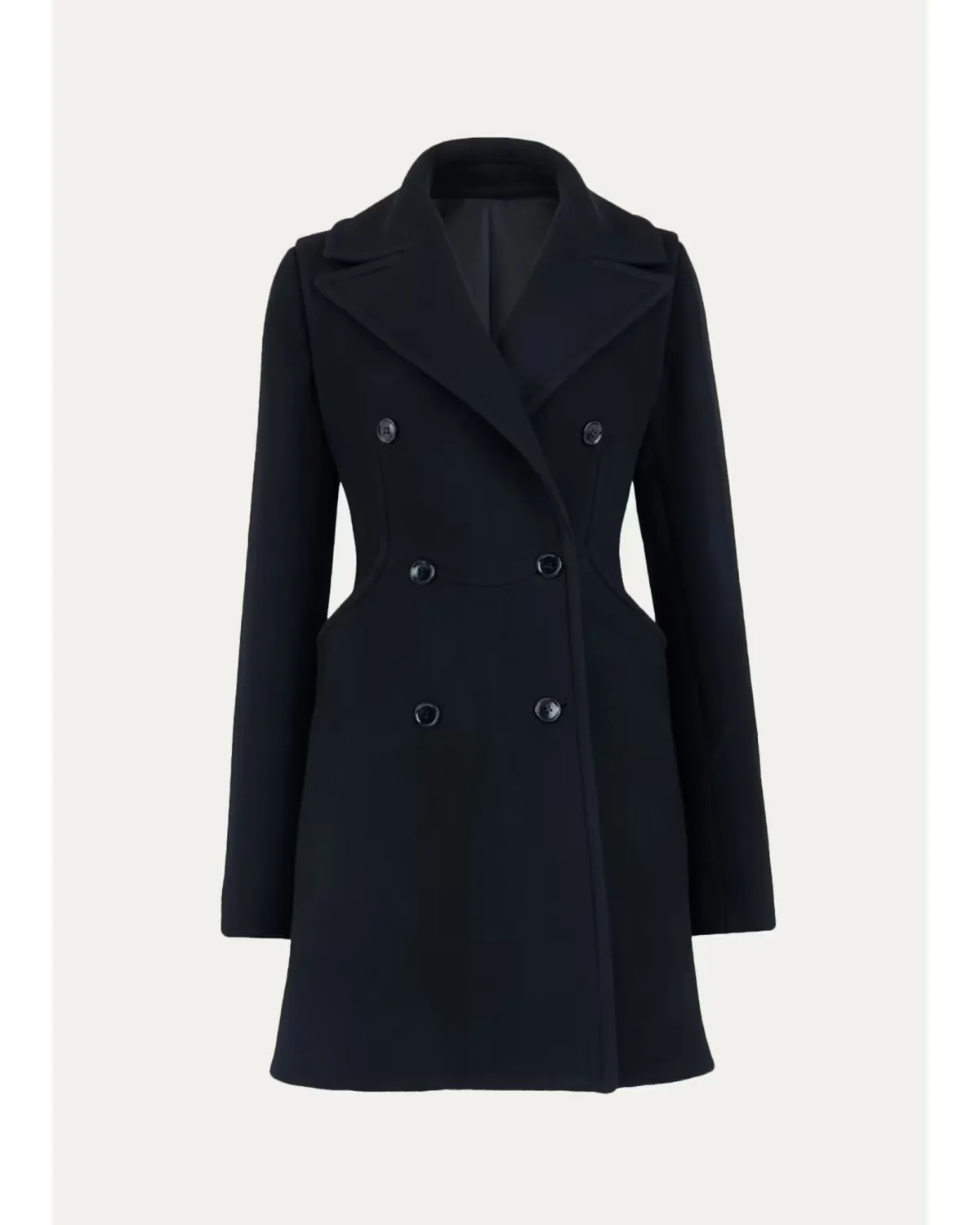 Curved Pocket Double-Breasted Wool Coat by ALAA