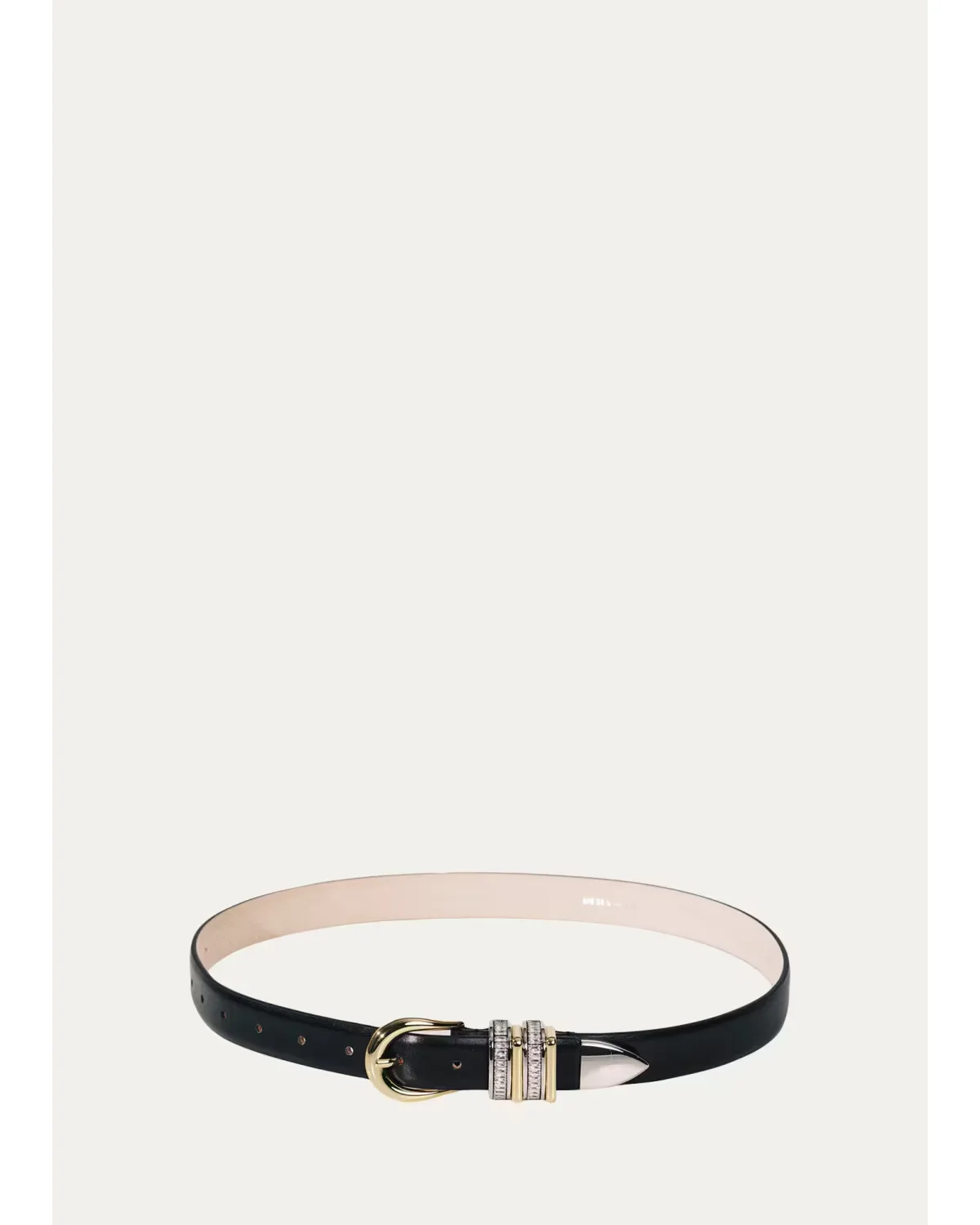 Hollyhock Crystal-Embellished Mixed Metal Leather Belt by Dhanche