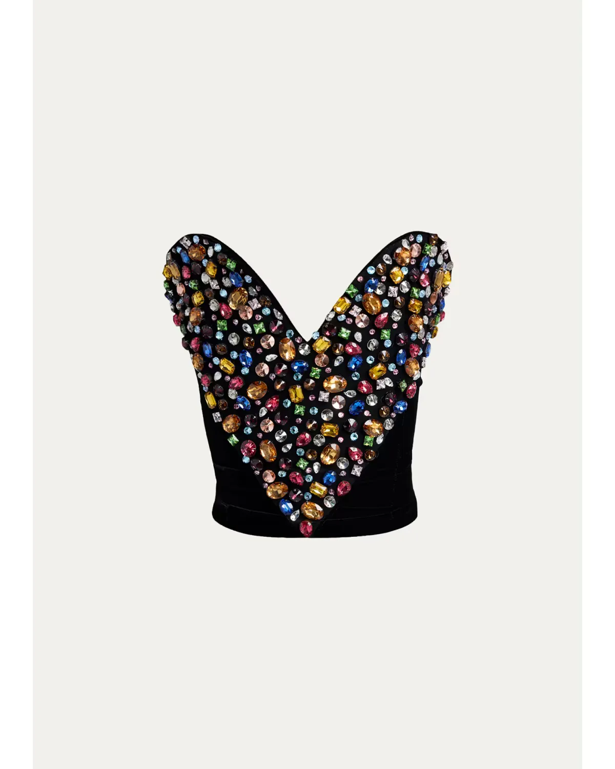 Strapless Crystal Heart Embroidered Velvet Bustier Top by Stella McCartney