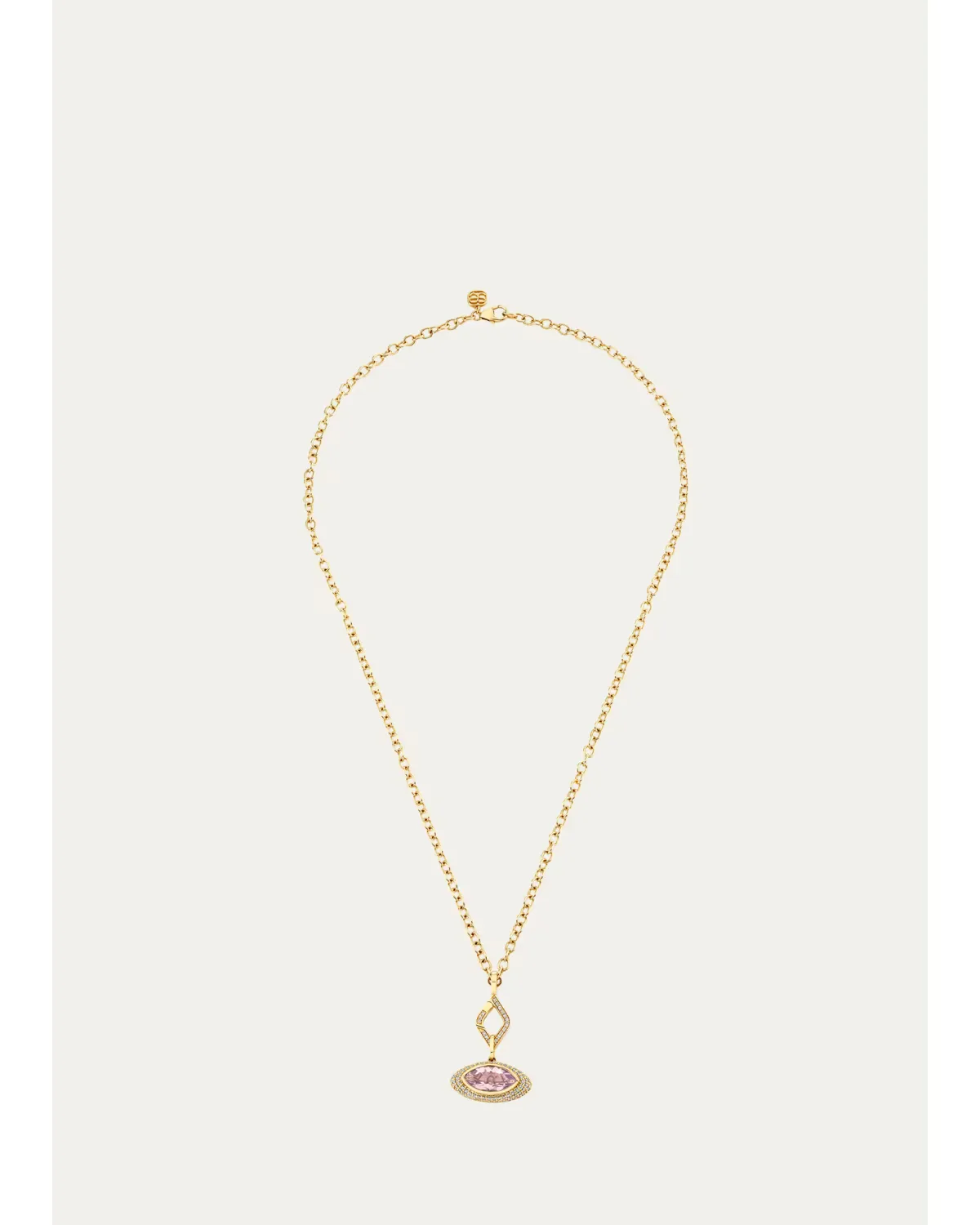 14K Faceted Lavender Topaz Marquise Eye with Diamonds Charm Necklace by Sydney Evan