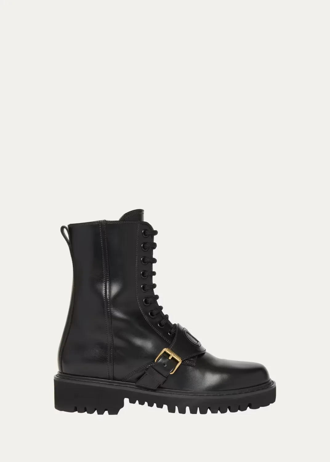 VLogo Leather Combat Boots by Valentino Garavani