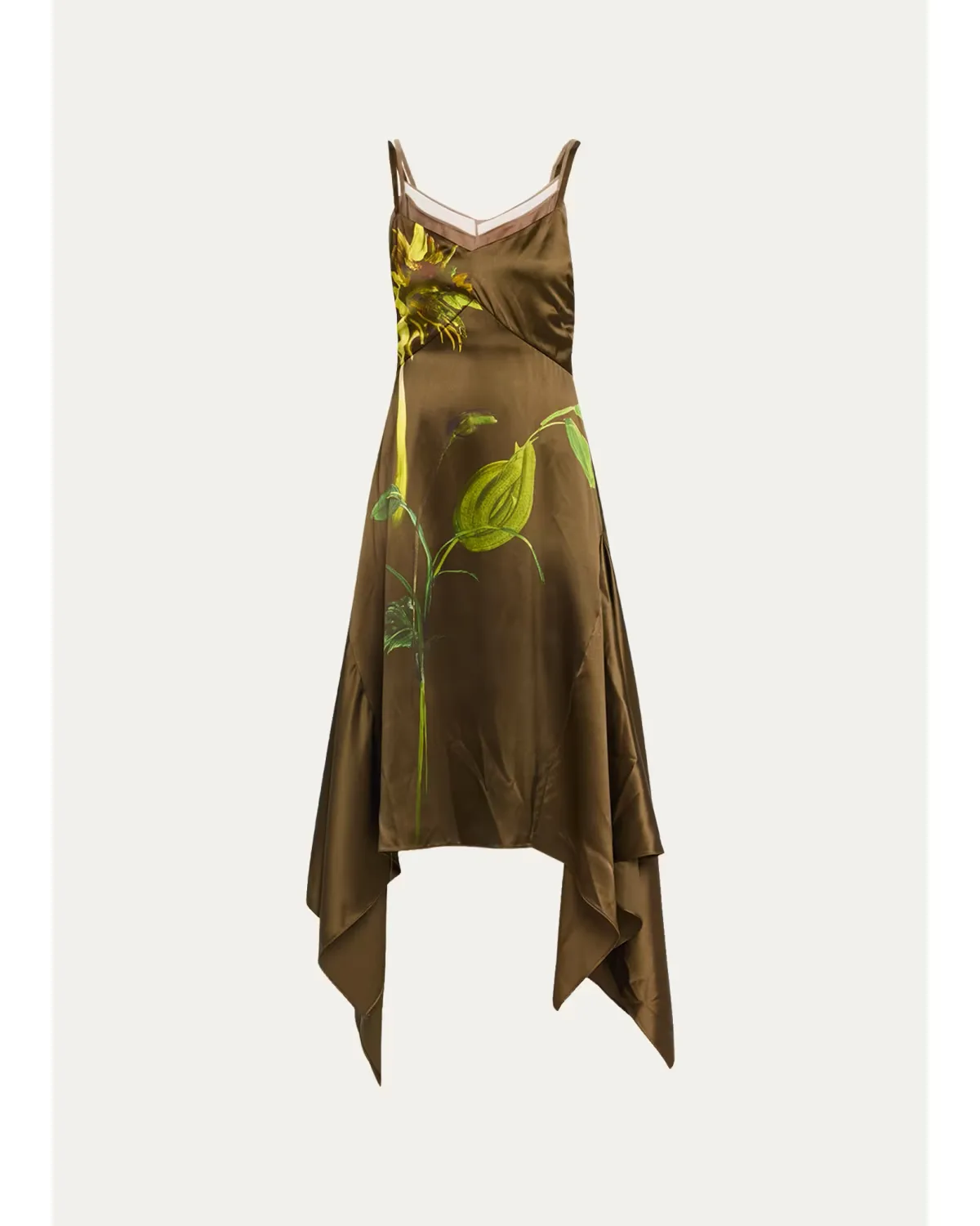 Deconstructed Sunflower Printed Silk Midi Dress by Monse