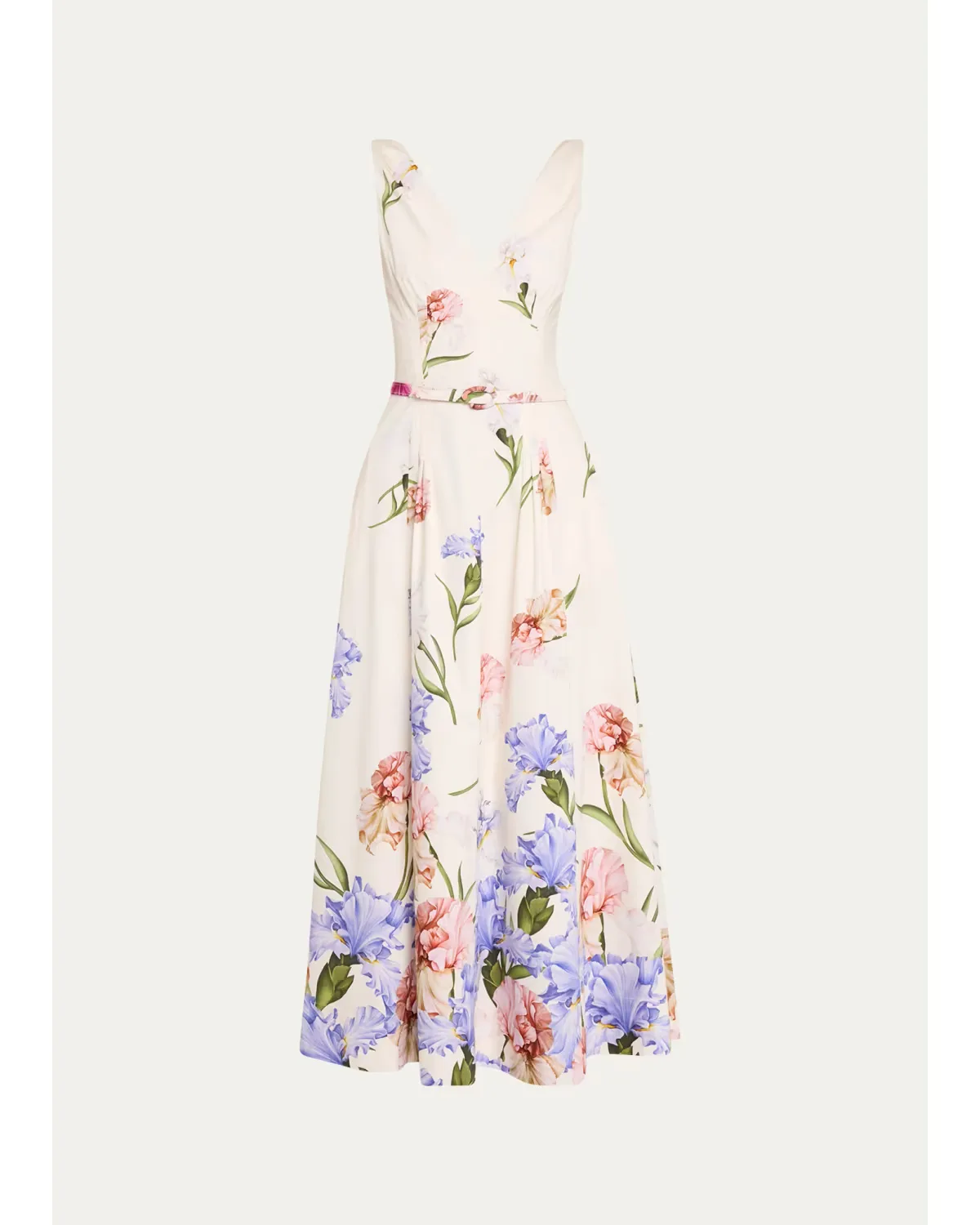 Sleeveless Dégradé Iris Cotton Poplin Dress