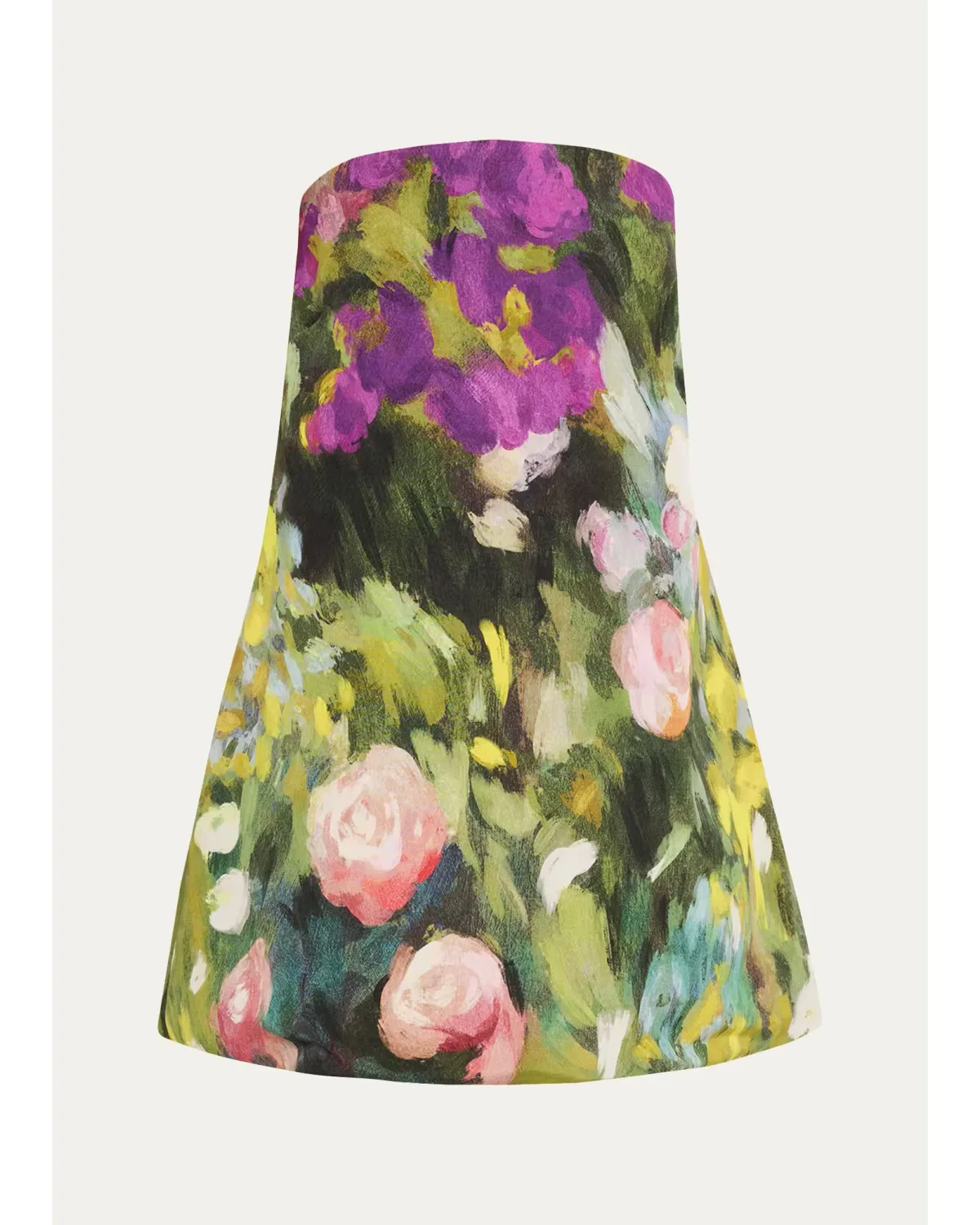 Strapless Abstract Landscape Print Faille Mini Dress by Oscar de la Renta