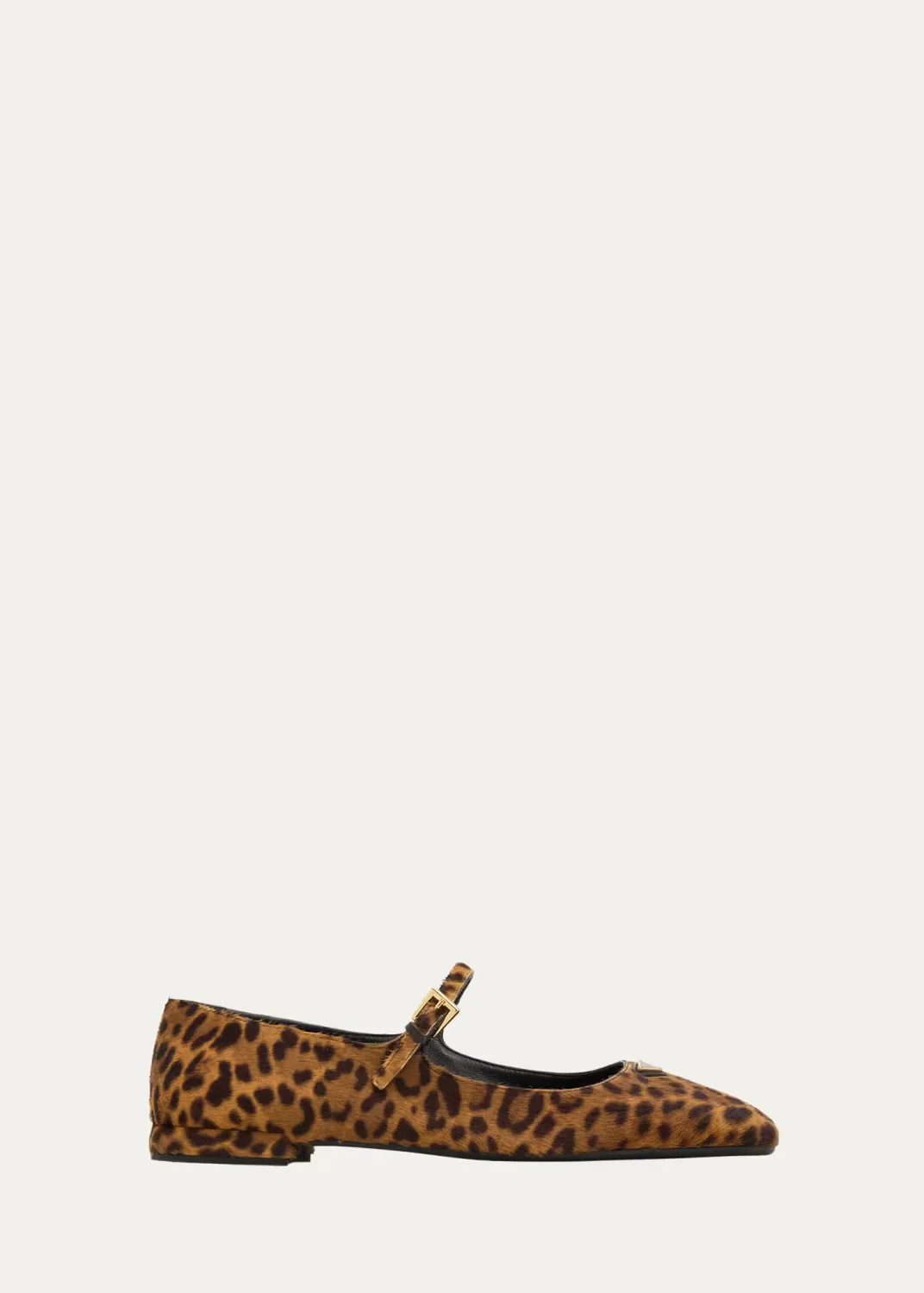 Leopard Calf Hair Mary Jane Ballerina Flats by Prada