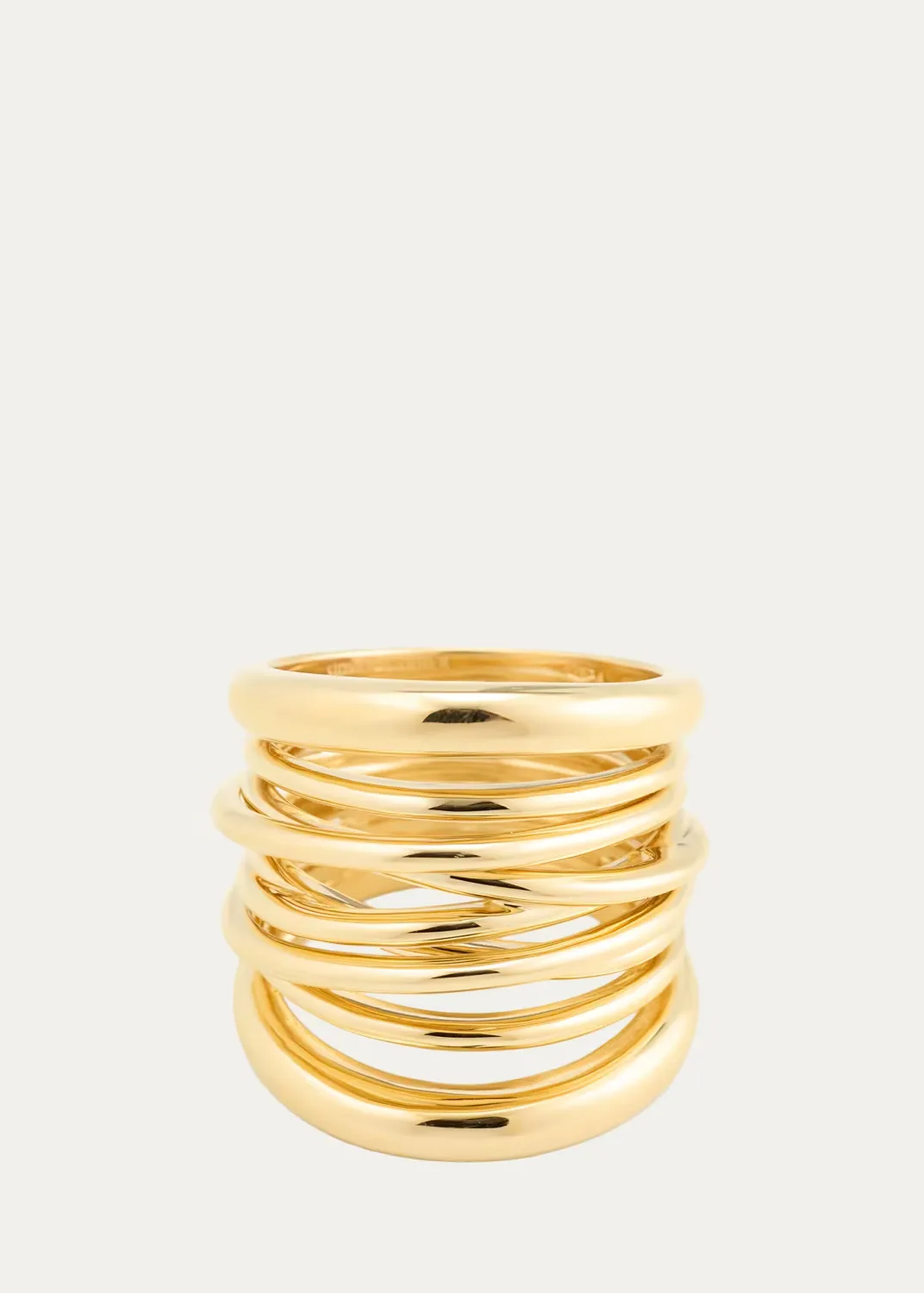 18K Yellow Gold Tall Scribble Band Ring by Sidney Garber