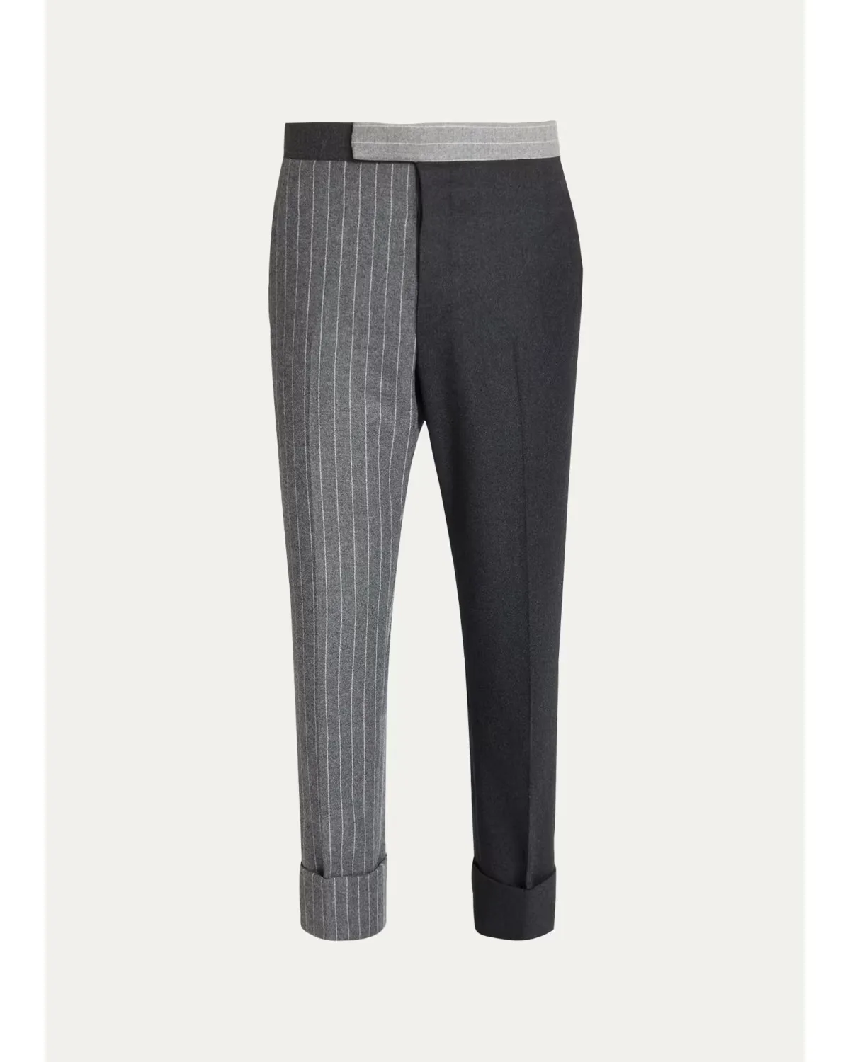 Fit 1 Classic Backstrap Banker Stripe Flannel Trousers by Thom Browne