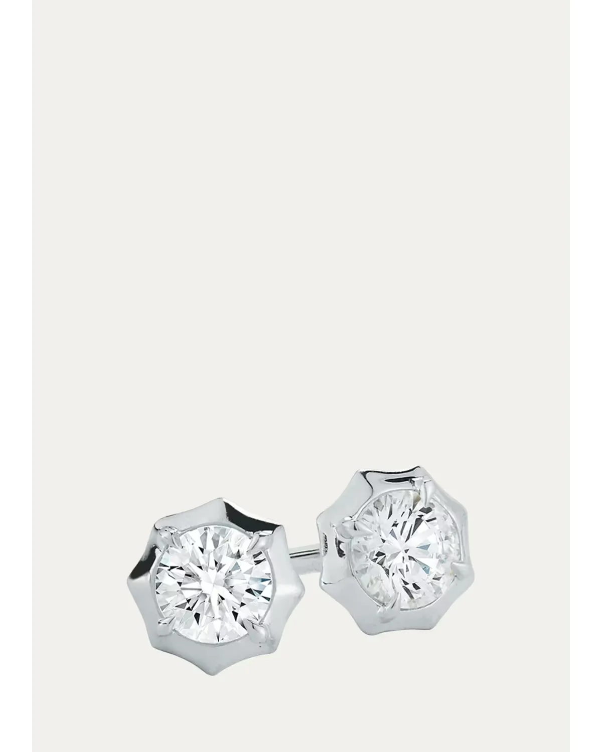 Sophisticate Platinum Round-Brilliant Diamond Stud Earrings by Jade Trau