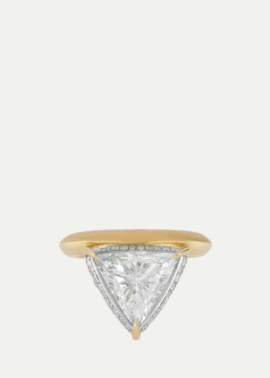 One-of-a-Kind Hanging Scarlett Ring with Trillion Diamond and Pave by Jade Trau