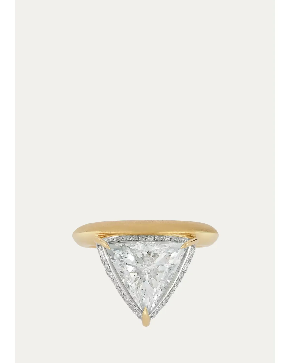 One-of-a-Kind Hanging Scarlett Ring with Trillion Diamond and Pave by Jade Trau