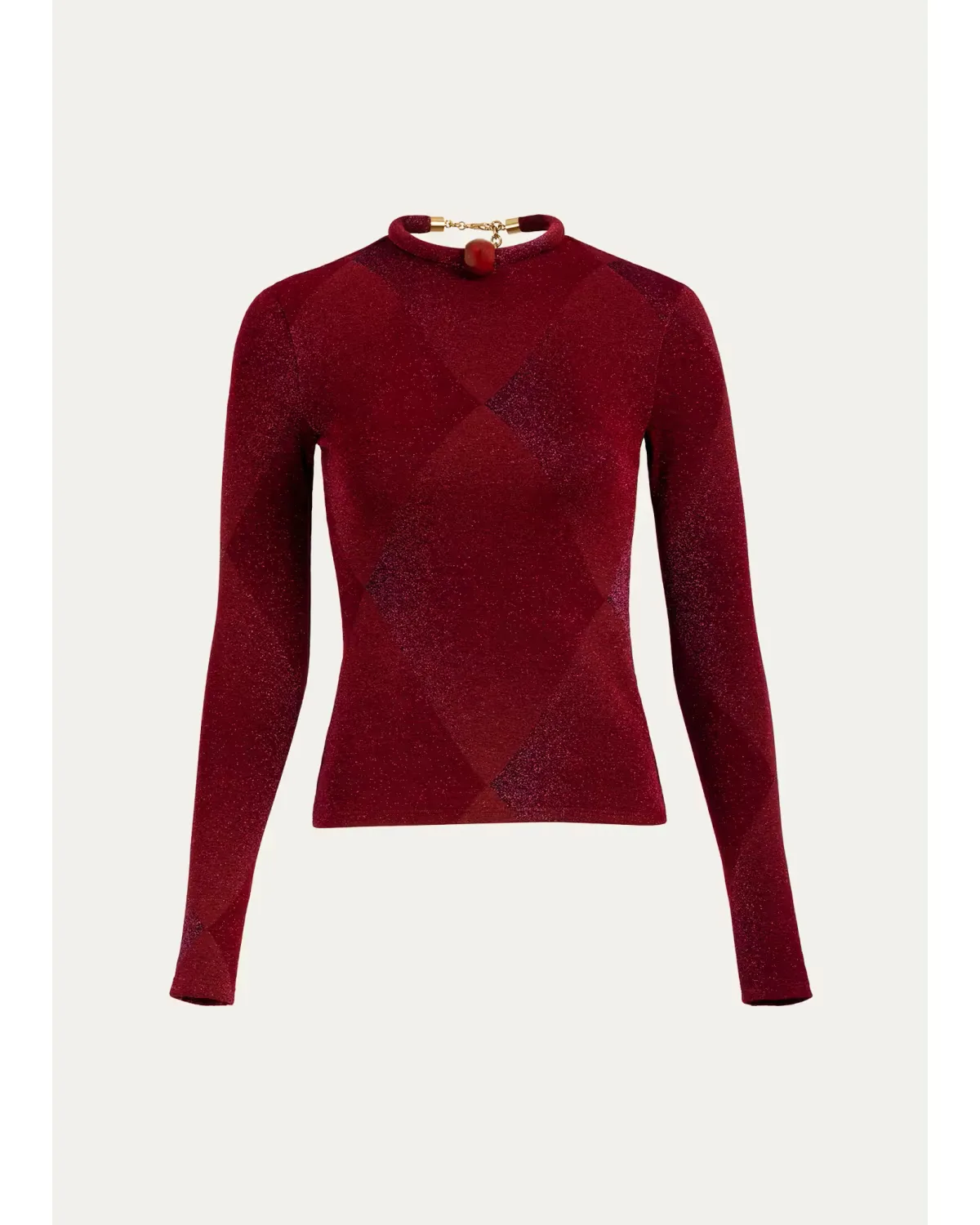 Lalia Metallic Diamond Velvet Long-Sleeve T-Shirt by Silvia Tcherassi