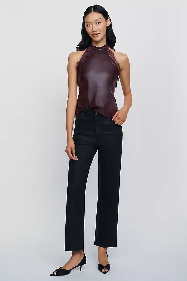 Anessa High Rise Straight Leg Coated Jeans by PAIGE