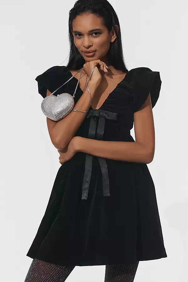 Velvet Bow Mini Dress by Endless Rose