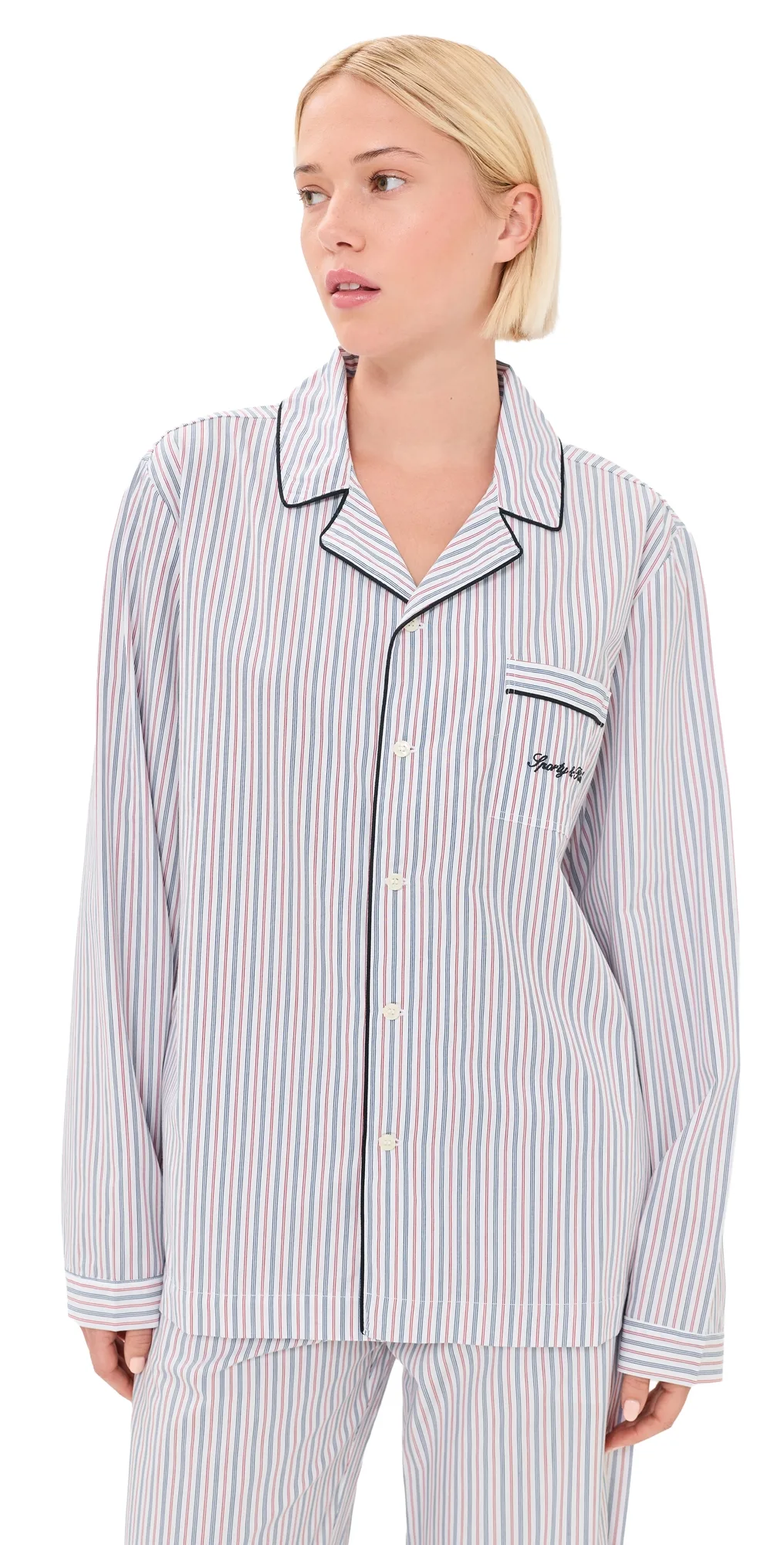 Signature Logo Pajama Shirt by Sporty & Rich