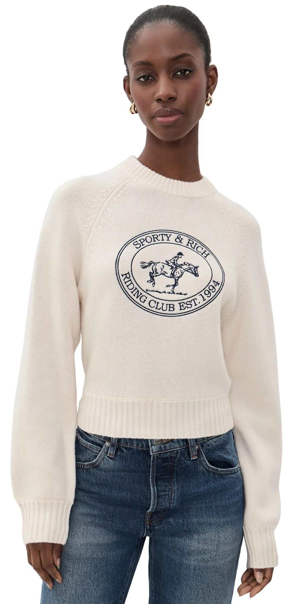 Riding Club Knitted Boxy Wool Sweater by Sporty & Rich