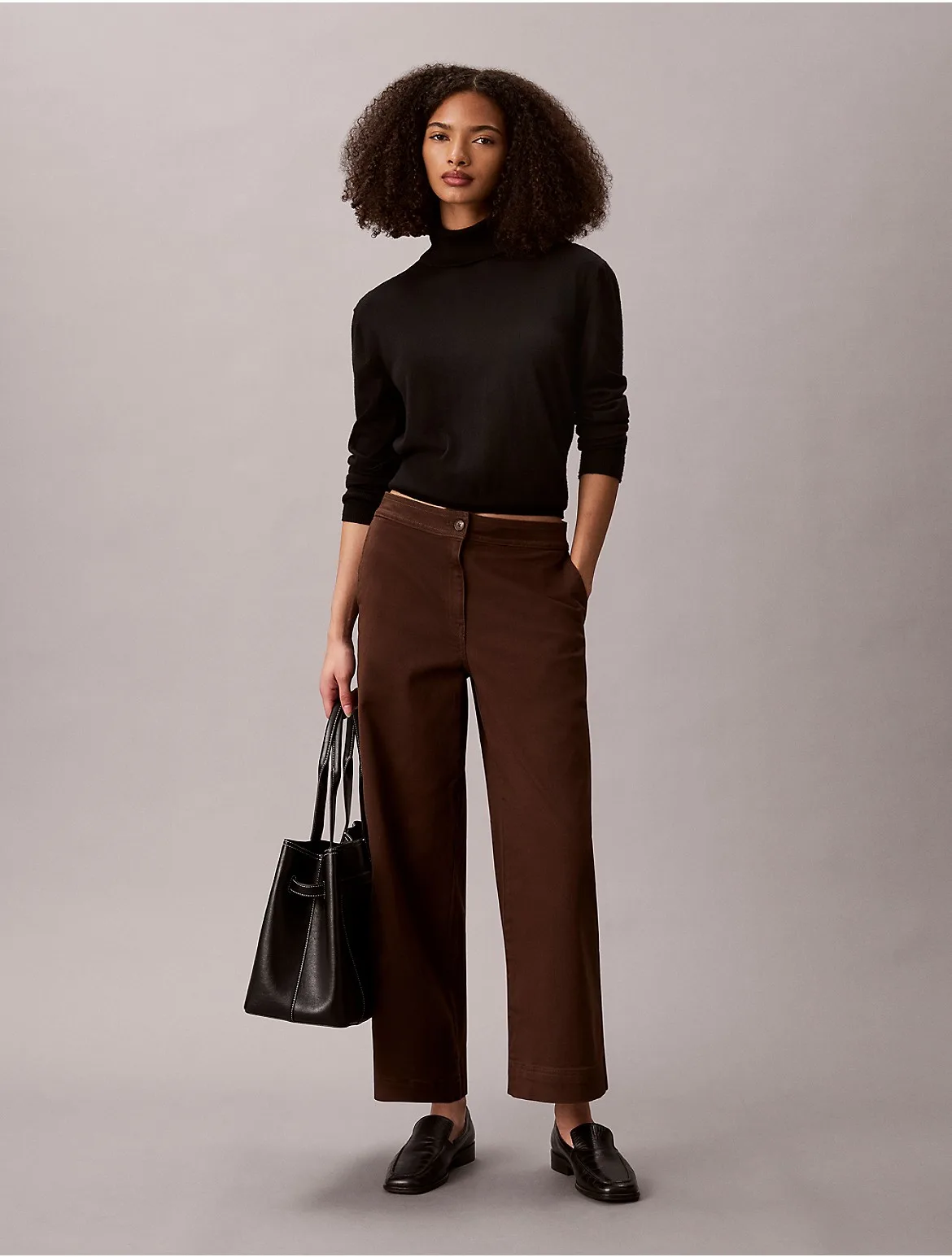 Cotton Twill A-Line Pants by Calvin Klein