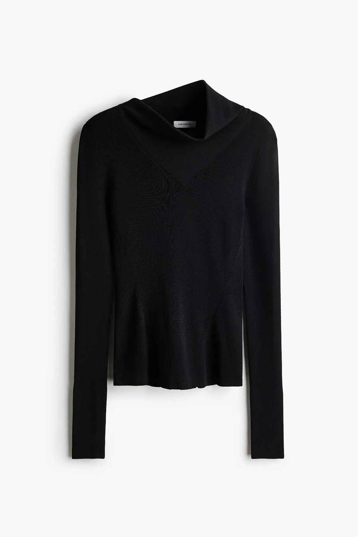 Rib-Knit Top with Asymmetric Collar
