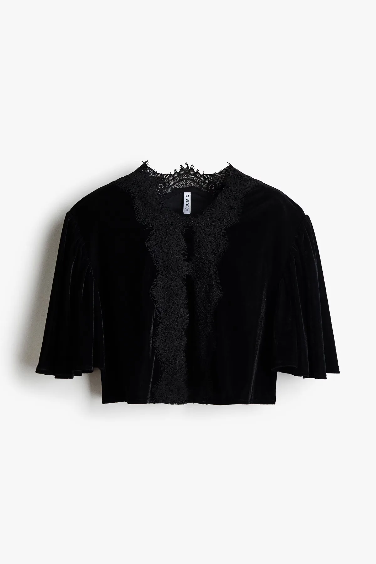Lace-Trimmed Velour Top by H&M