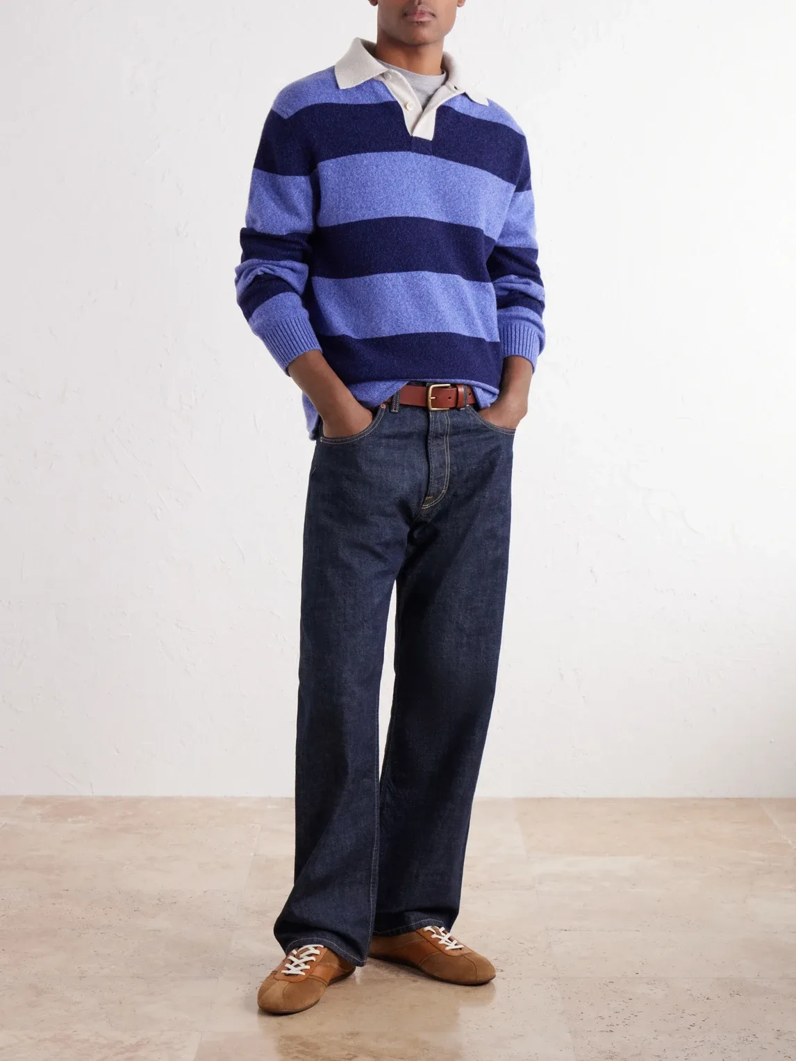 Hooped Cashmere Rugby Sweater by Begg & Co
