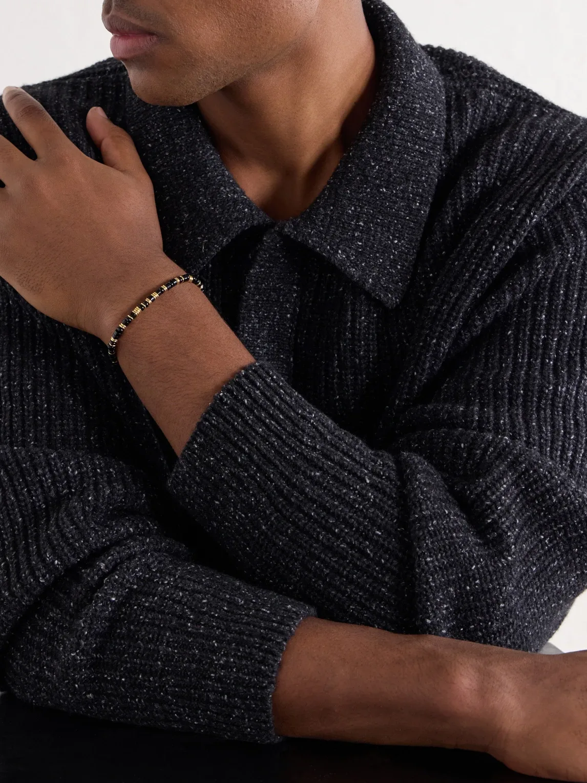 Onyx Fire Gold-Plated Black Jet and Onyx Bracelet by Peyote Bird