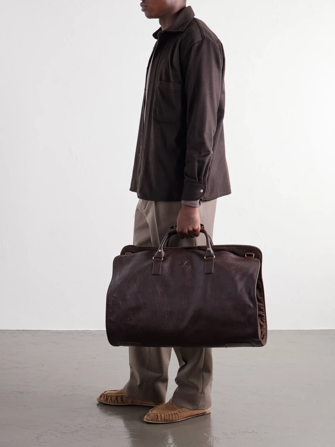 S.C. Holdall Convertible Full-Grain Leather and Cotton-Twill Weekend Bag by Bennett Winch