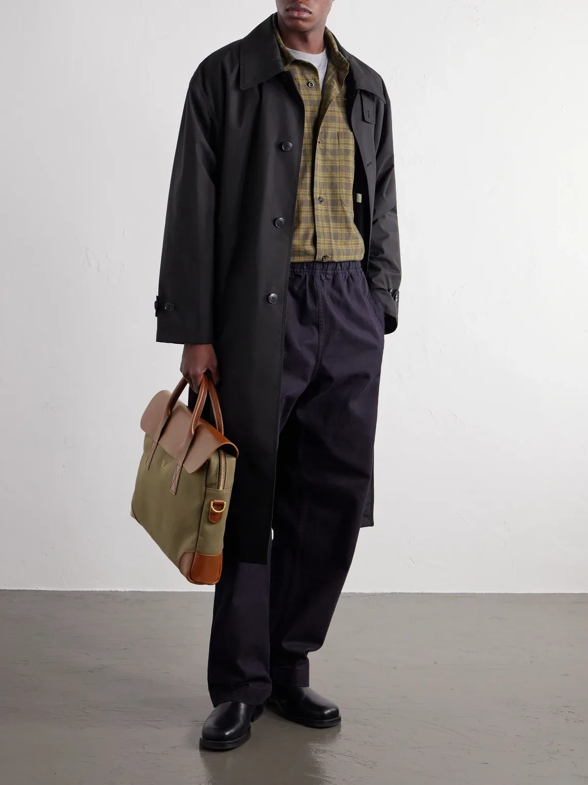 Leather-Trimmed Cotton-Twill Briefcase by Bennett Winch