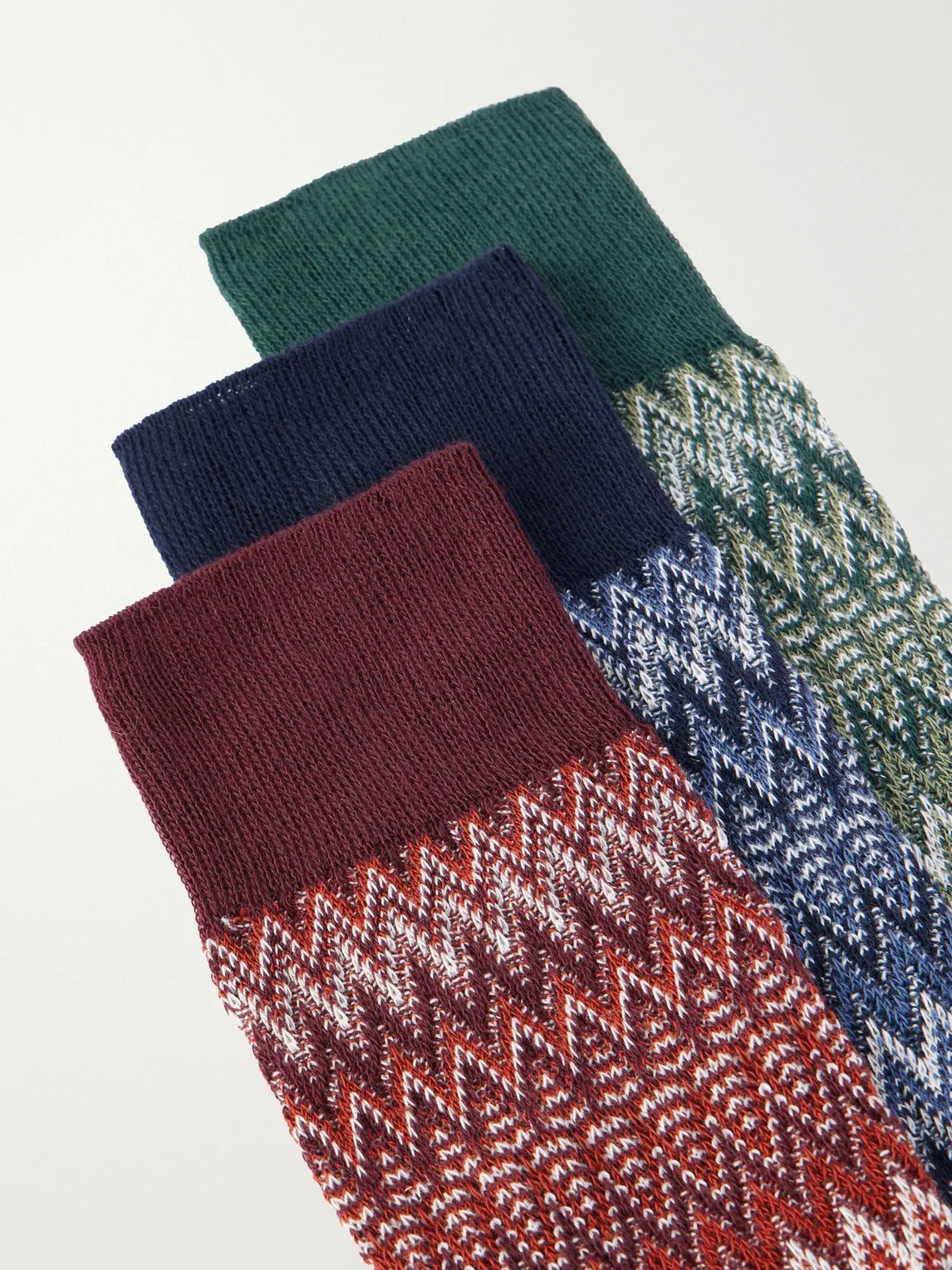 Set of Three Crochet-Knit Cotton-Blend Socks by Missoni