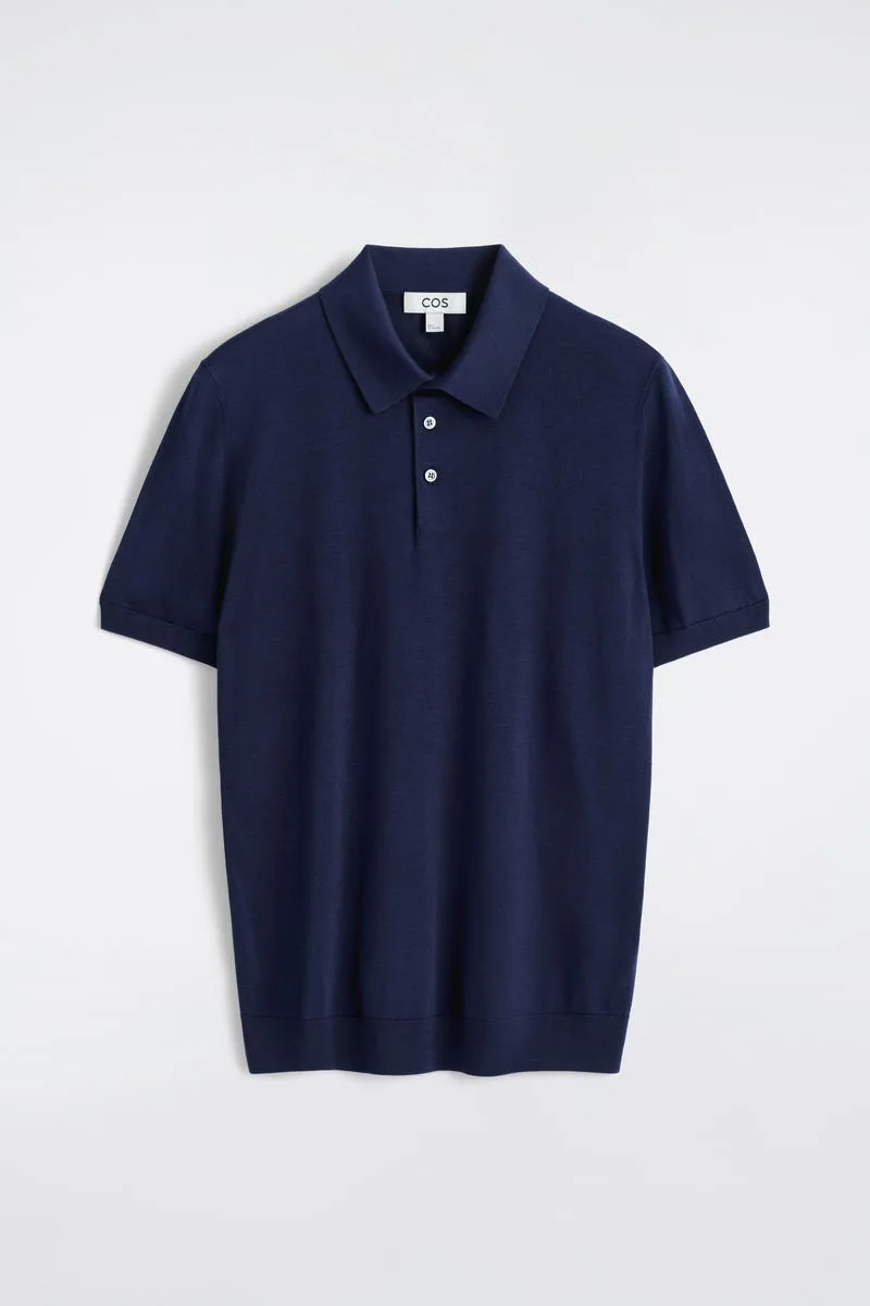 Slim Knitted Silk Polo Shirt by COS