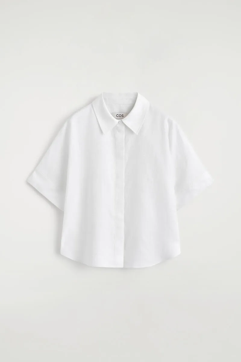 Oversized Short-Sleeved Linen Shirt