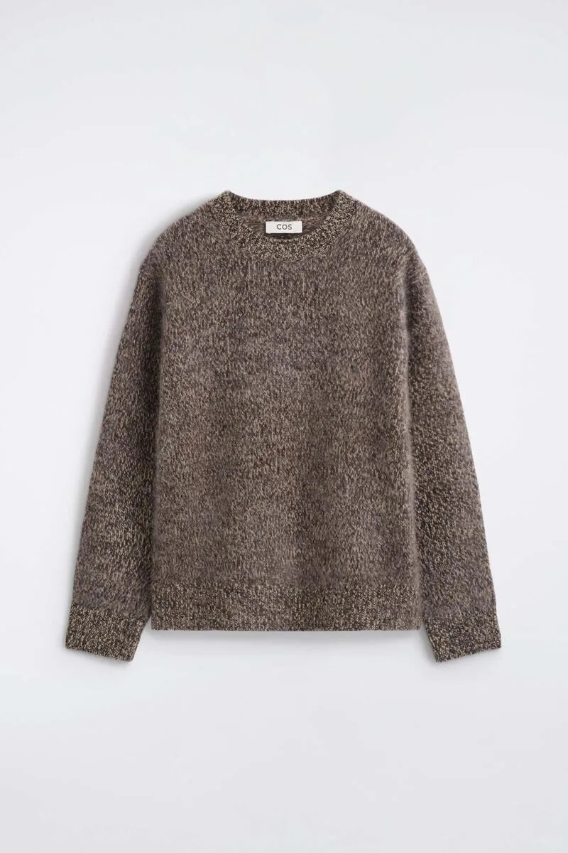 Two-Tone Brushed Pure Cashmere Crew-Neck Sweater by COS