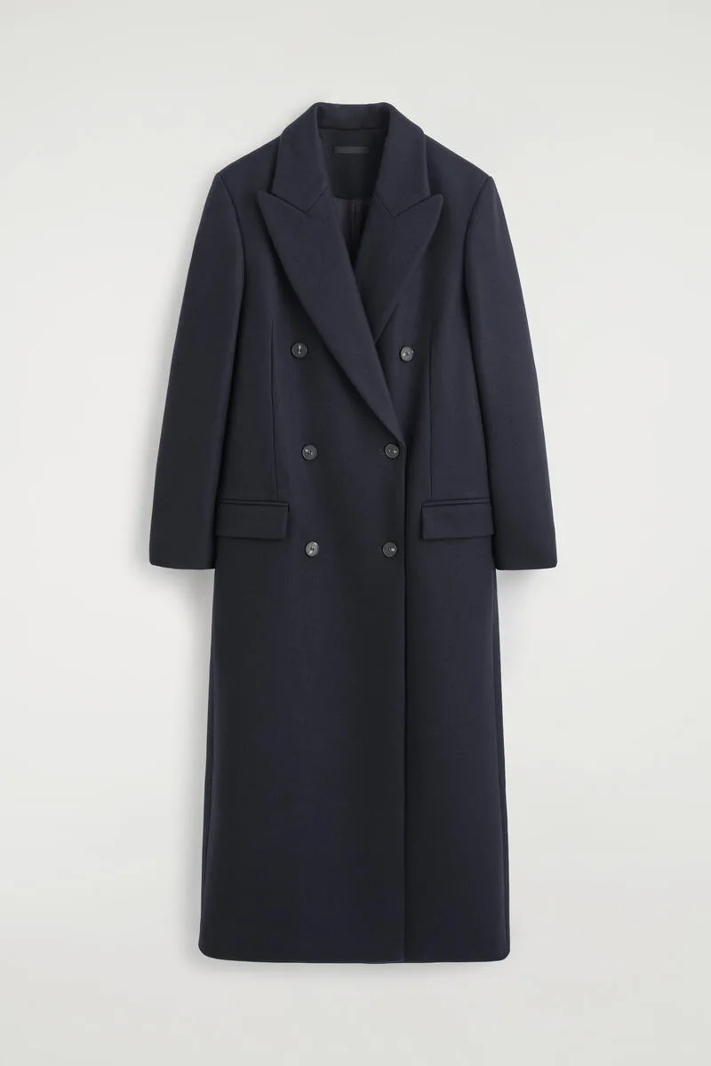Tailored Wool Double-Breasted Long Coat by COS