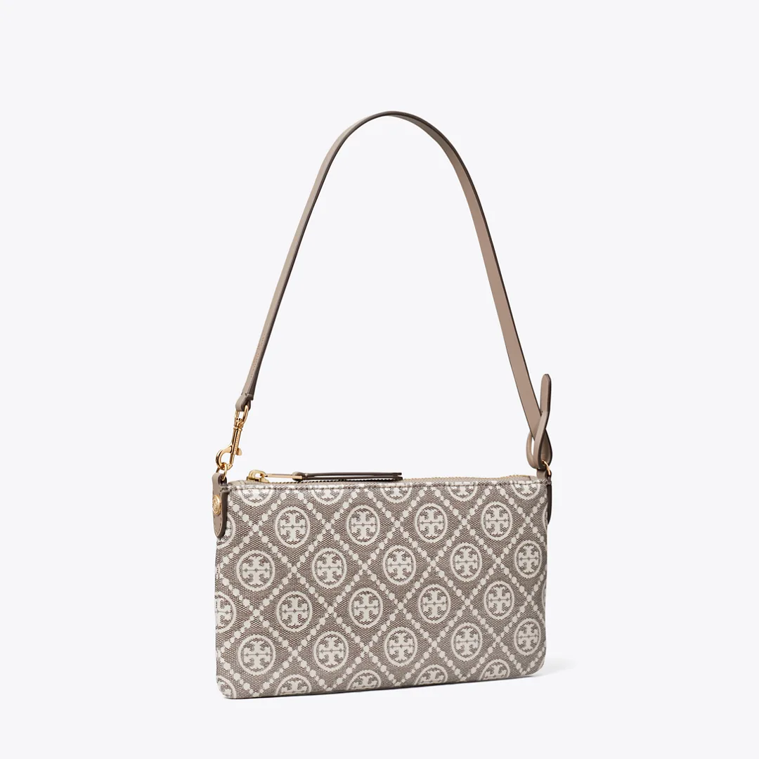 T Monogram Coated Jacquard Pochette by Tory Burch