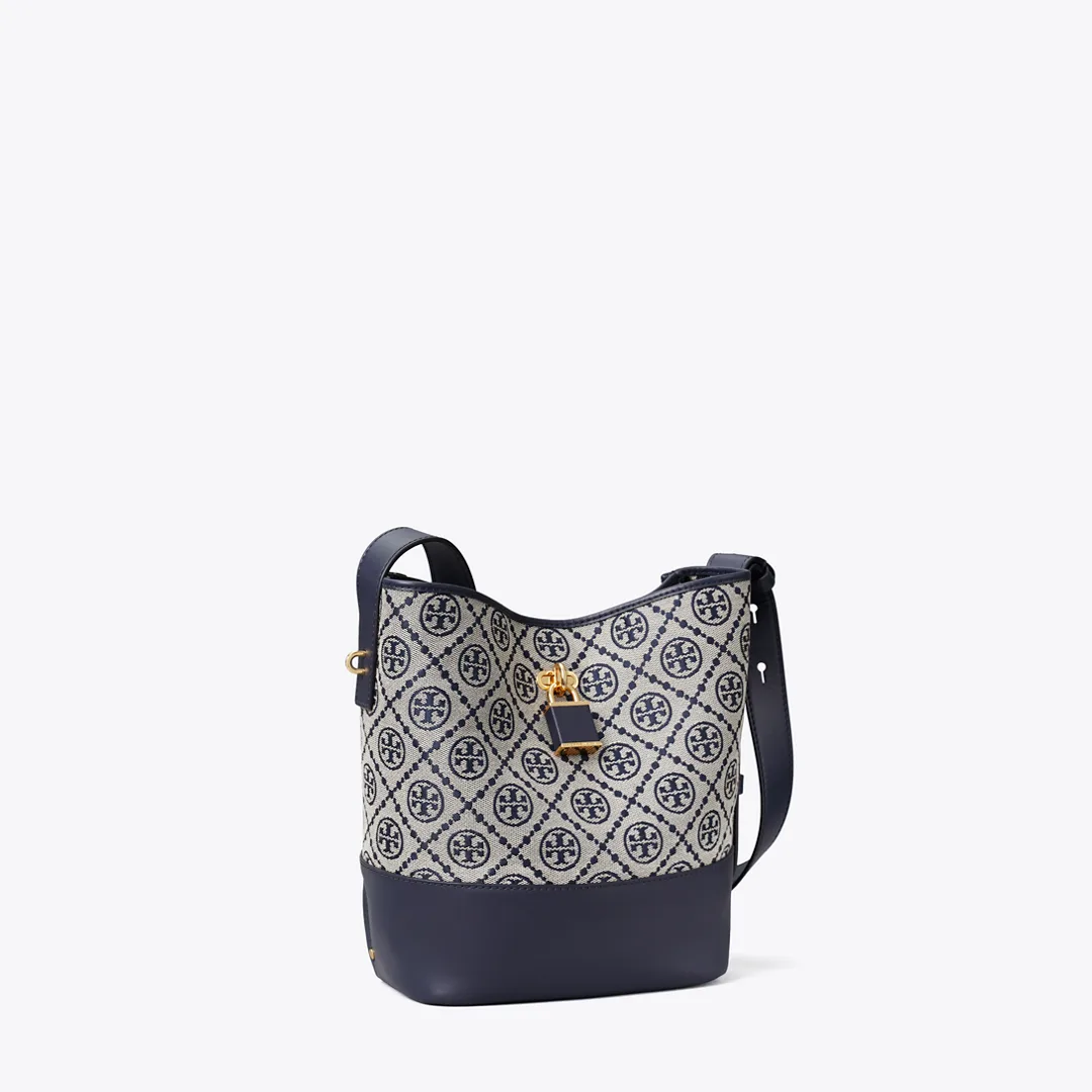 Medium T Monogram Lock Slim Bucket Bag by Tory Burch