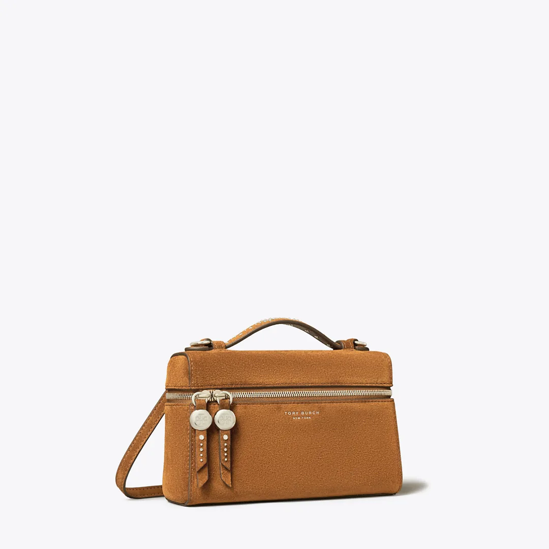 Romy Studded Suede Slim Top Handle Bag by Tory Burch