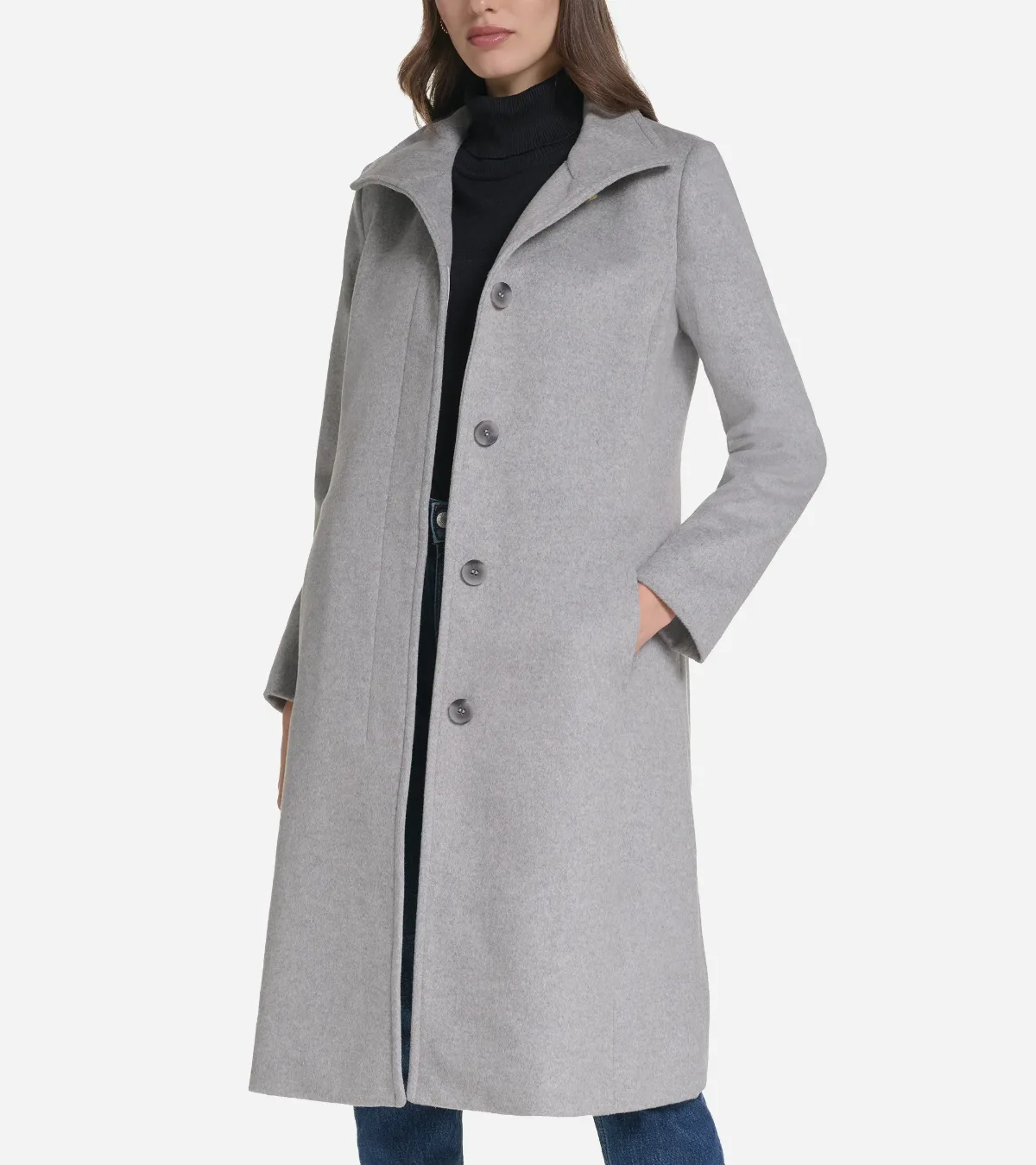 Stand Collar Wool Coat