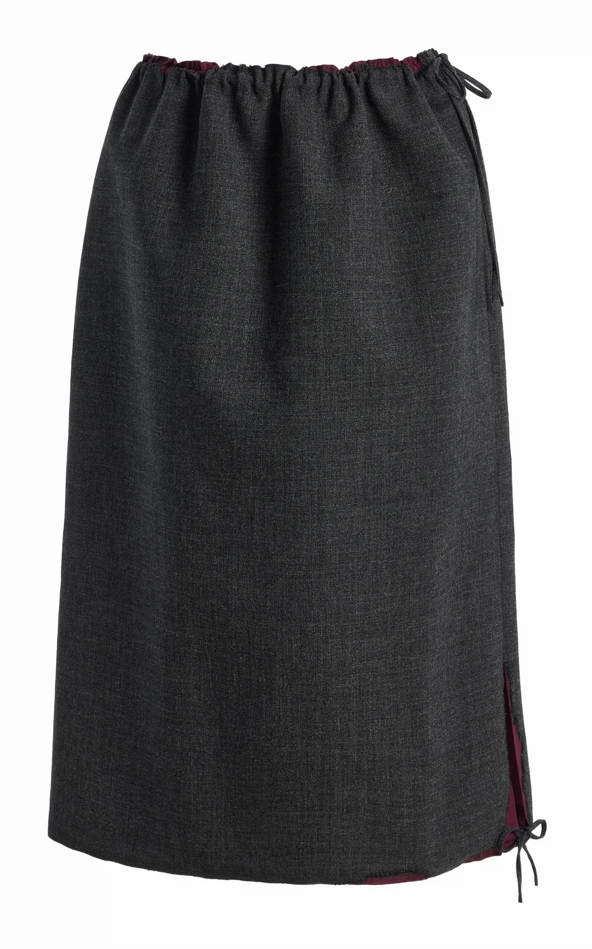 Drawstring Raw-Edge Cotton Midi Skirt by Prada