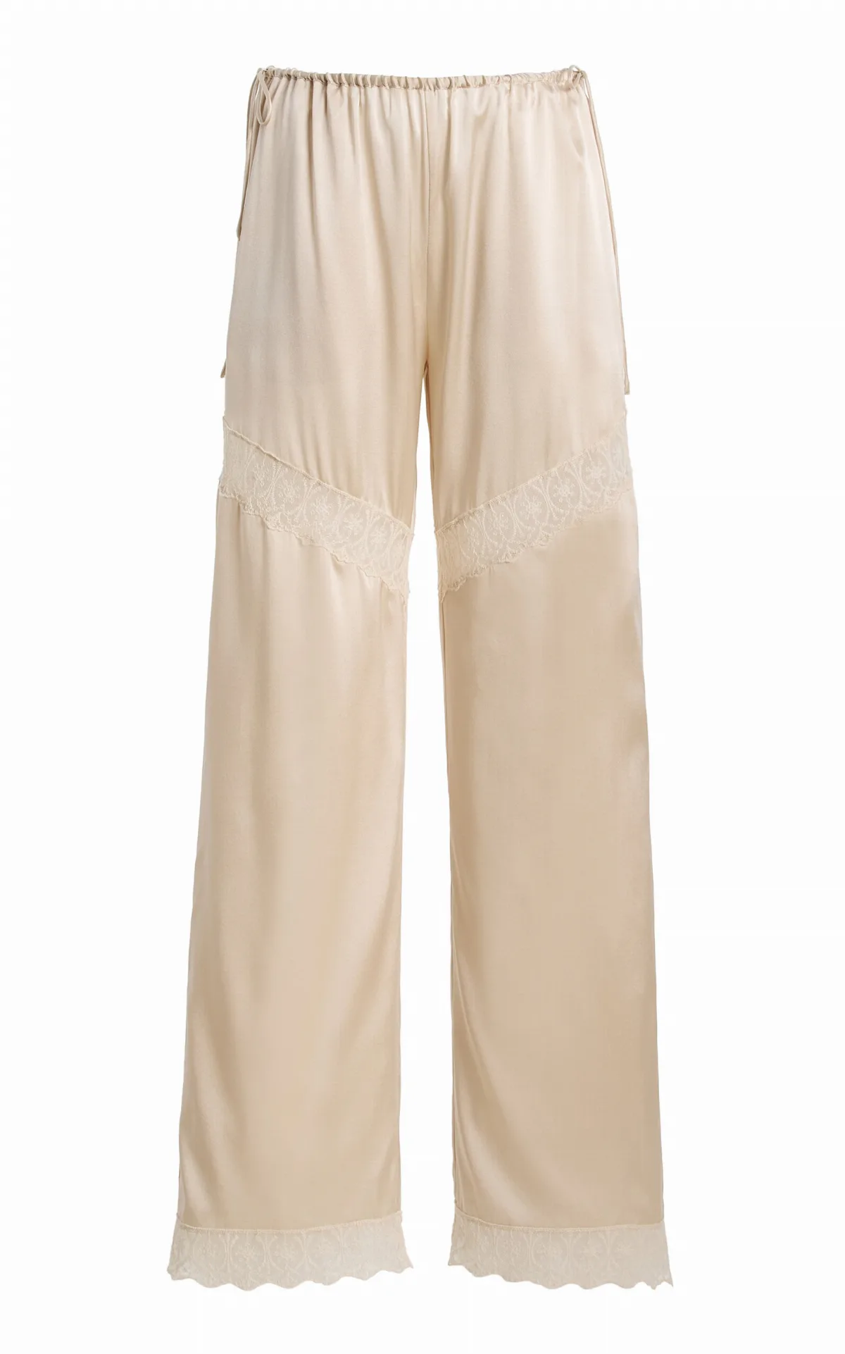 Cata Lace-Trimmed Silk Wide-Leg Pants by The Garment