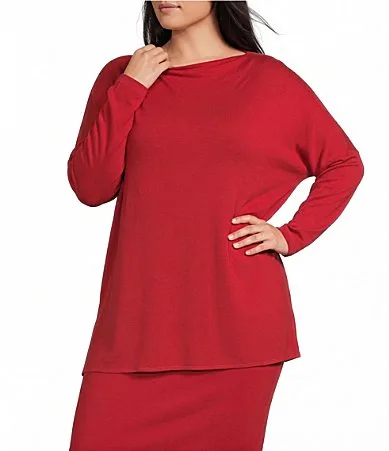 Dimitri Grey French Terry Draped Neck Long Dolman Sleeve Oversized Tunic by Bryn Walker
